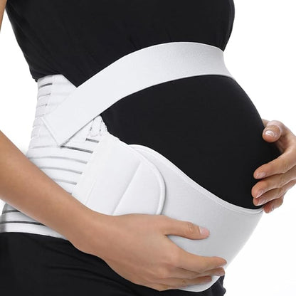 FITTOO Maternity Belt Back Support Belly Band Pregnancy Belt Support Brace Abdominal Binder Waist Support White XL