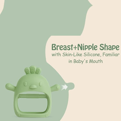 Baby Teething Toys for 0-6 6-12 Months (5 Pack) - Tinabless Food Grade Silicone Teething Mitten&Teething Relief Toys Set, BPA-Free, Freezer Safe for Infants and Toddlers, Silicone Baby Teethers(Green)