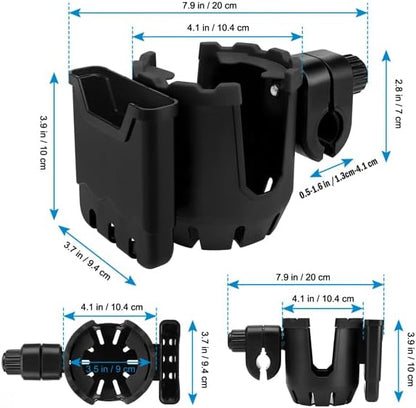 Accmor Stroller Cup Holder with Phone Holder, Universal Cup Holder, Bike Cup Holder, 360° Rotatable Large Caliber Drinks Holder for Stroller, Bike, Wheelchair, Walker