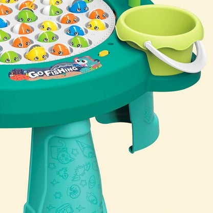 Fishing Game Toy Set, Kids Play Table w/Rotating Board, 45 Fishes & 4 Fishing Poles, Gifts for Children, Boys & Girls Aged 3 4 5 6+ (Upgraded Ver.)