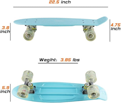 Skateboards Complete 22 Inch Mini Cruiser Retro Skateboard for Kids Boys Youths Beginners