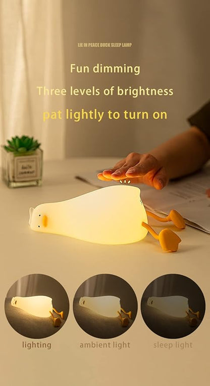 ATSUI Duck Night Light, LED Squishy Novelty Animal Night Lamp, Food Grade Silicone, 3 Level Dimmable Rechargeable Nursery Nightlight for Breastfeeding Toddler Baby Kids