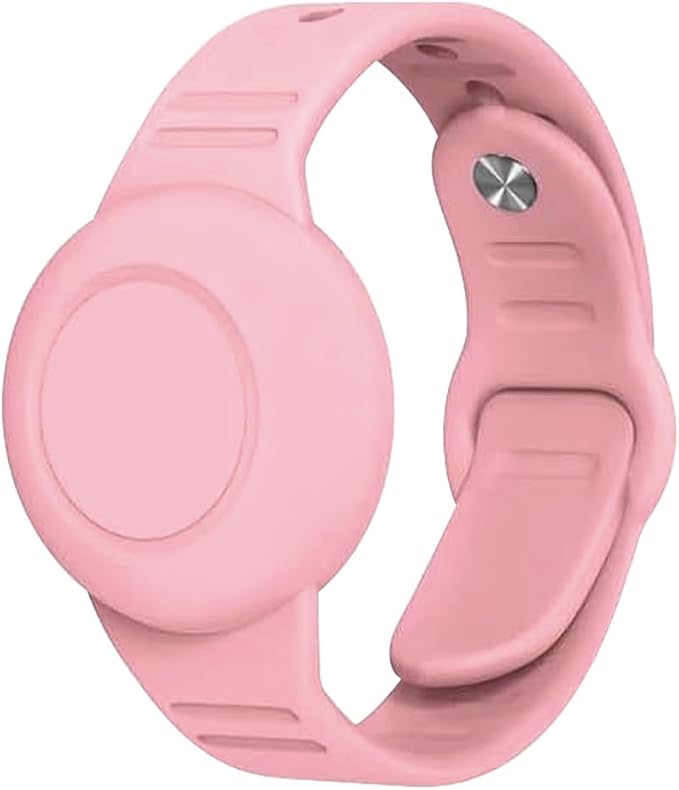 Waterproof Airtag Bracelet,Hidden Airtag Wristband,Anti-Lost Silicone Apple Airtag Holder Case for Airtag Case Cover Accessories Watch Band GPS Tracker -Pink
