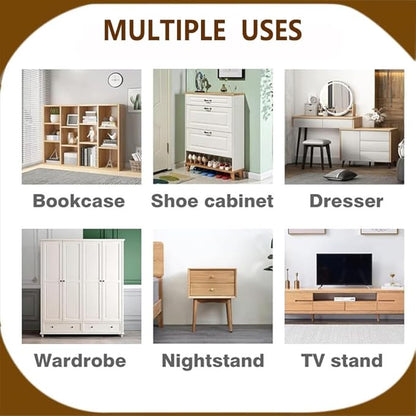 Anti Tip Furniture Anchors for Baby Pet Proofing,Furniture Wall Anchor Furniture Dresser Bookshelf Falling Prevention Device for Children (Brown)