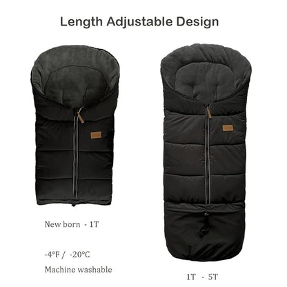 funlife Universal Stroller Bunting Bag for 0-5T with Length Extension,Ultra Soft Waterproof Outdoor Sleeping Bag with Hoodie,Warm Winter Stroller Blanket for Infant Toddler