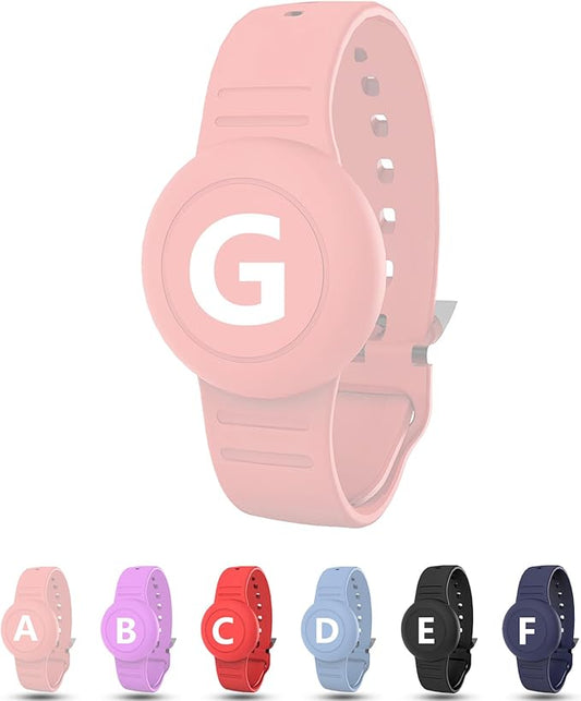 Waterproof Bracelet for AirTag Kids, Personalized Initial Letter Hidden Holder Compatible with Air Tag, Silicone Case for Airtag Adjustable Anti-Lost GPS Tracker for Toddler Child Elder, G