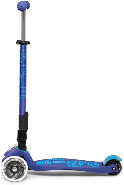 Micro Kickboard - Maxi Deluxe Foldable LED - Three Wheeled, Lean-to-Steer, Fold-to-Carry Swiss-Designed Micro Scooter for Kids with Motion-Activated Light-Up Wheels for Ages 5-12