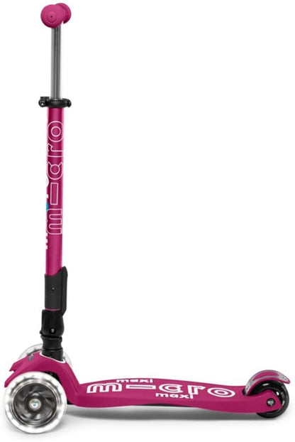 Micro Kickboard - Maxi Deluxe Foldable LED - Three Wheeled, Lean-to-Steer, Fold-to-Carry Swiss-Designed Micro Scooter for Kids with Motion-Activated Light-Up Wheels for Ages 5-12