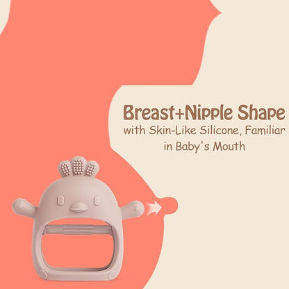 Teething Toys (5 Pack) - Tinabless Infant Teething Relief Toys&Teething Mitten Set, Food Grade Silicone Anti Dropping Wrist Hand Teethers Baby Chew Toys for Sucking Needs, Silicone Baby Teethers(Pink)