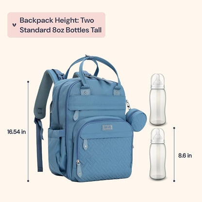 BabbleRoo Diaper Bag Backpack - Baby Essentials Travel Tote - Multi function Waterproof Diaper Bag, Travel Essentials Baby Bag with Changing Pad, Stroller Straps & Pacifier Case - Unisex, Light Blue