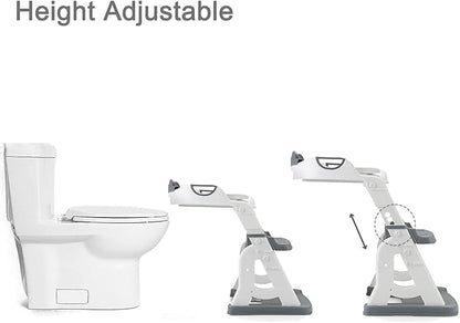 PandaEar Potty Training Seat with Step Stool Ladder, Toddler Toilet Seat for Kids Boys Girls, Comfortable Safe Potty Seat with Anti-Slip Pads Ladder & Bear Design -Grey