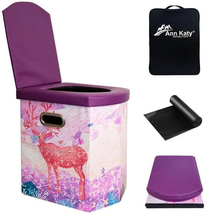 Upgrade XL Portable Toilet for Adults, Extra Large Portable Travel Floding Toilet, Camping Tall Toilets with Lid for Adults and Kids Compact Potty for Car,Hiking,Beach and Camping