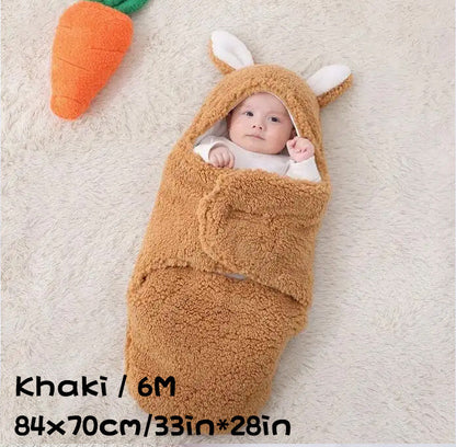 Super Soft Baby Sleeping Bag Fluffy Fleece Newborn Blanket Swaddle Blankets, Unisex Baby Wrap For Newborn Baby Boys Girls With Head-Protecting & Head-Supporting Function, Wearable Swaddle Sleep Sack