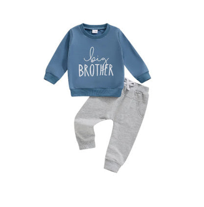 Casual Boy Letter Printed Crew Neck Sweatshirt Trousers Suit