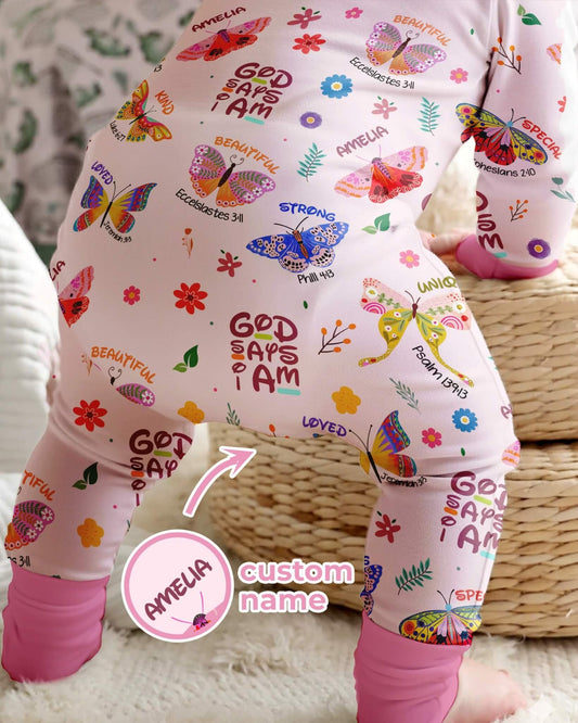 Custom Name God says I am Butterfly Bamboo Convertible Zippy