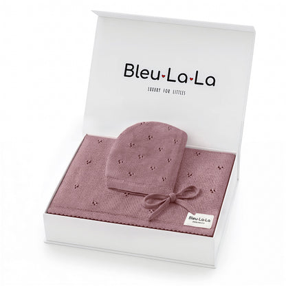 Organic Pointelle Swaddle Blanket + Hat Gift Set