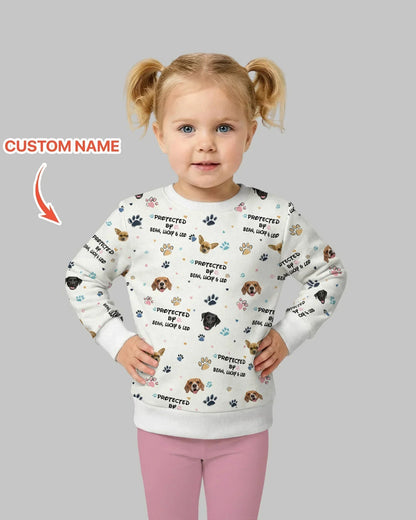 Custom Dog Photo Pattern "Protected By" Bamboo Crewneck Sweatshirt