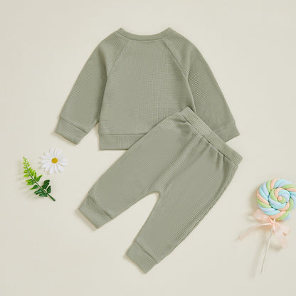 Solid Color Baby Top And Pants Set