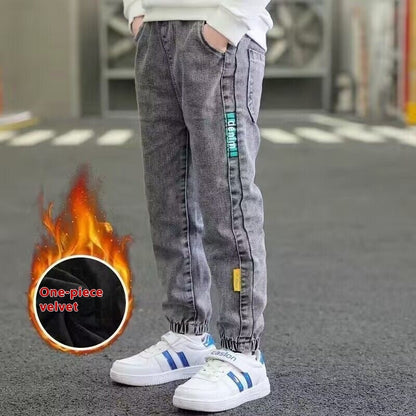 Spring And Autumn Trousers Winter Fleece-lined