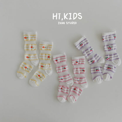 Children's Socks Summer Color Matching Plaid Korean Baby
