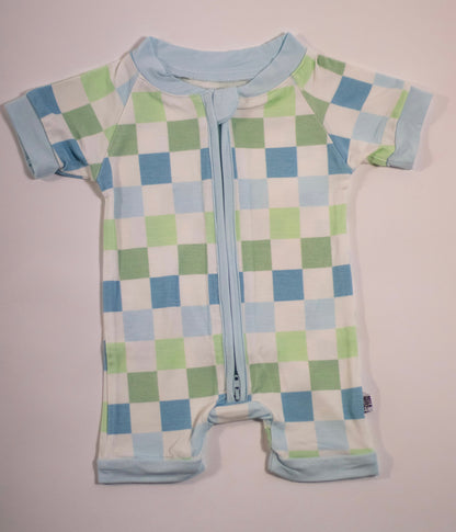 Ocean Checks Bamboo Shortie Romper (FINAL SALE)