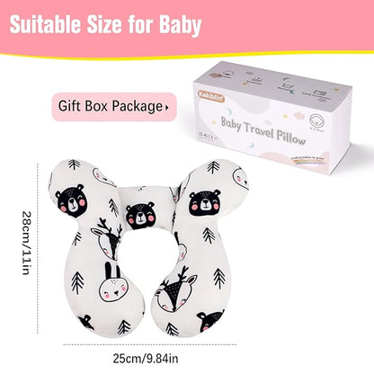KAKIBLIN Baby Travel Pillow, Pillow for Head and Neck, Upgraded Baby Neck Support Pillow for Car Seat,Pushchair,Travel (Bear)