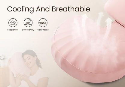 Pregnancy Pillow for Sleeping Memory Foam Pillow for Side Sleeper, Maternity Pillow Support for Back, Belly, HIPS for Pregnant Women, Portable and Adjustable Travel Wedge Pink