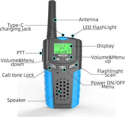 Walkie Talkies for Kids Rechargeable 2 Pack,3 Miles Long Range 22 Channels 2 Way Radio Mini Kid Wakey takey,Birthday, Toys for Age 3-12 Year Old Boys Girls