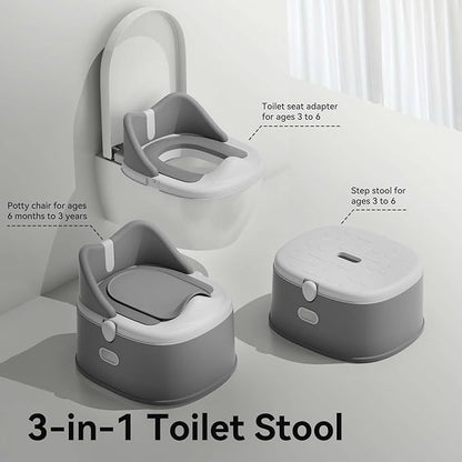 3 in 1 Toddler Potty Training Toilet Seat with Steps Ladder, Foldable Potty Train Chair Adapter for Toddlers Kids Boys Girls, Blue
