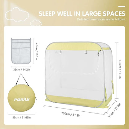 Porayhut Portable Baby Crib Net Safety Mesh Tent,Pop up Infant Mosquito Net, See Through Canopy Netting Cover for Baby&Toddler to Keep Baby from Climbing Out.