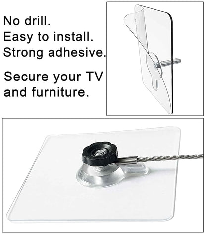 10 inches Stainless Steel Furniture Straps for Baby Proofing, No-Drill Furniture Anchors Earthquake Straps, Prevent Falling and Anti Tip TV Safety Straps, 6 Pcs