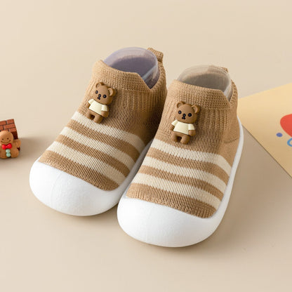 Casual Simple Soft Bottom Non-slip Cartoon Striped Toddler Shoes
