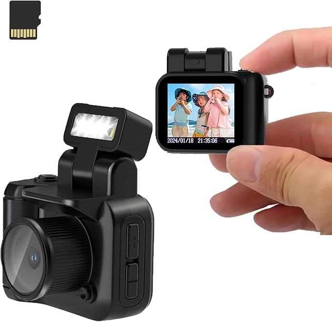 Mini Action Camera 1080P with 32GB Card Mini Vintage Camera Graduation Gifts Pocket Wearable Body Camera Campus Digital Camera Gifts for Girl