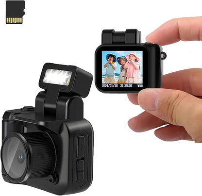 Mini Action Camera 1080P with 32GB Card Mini Vintage Camera Graduation Gifts Pocket Wearable Body Camera Campus Digital Camera Gifts for Girl