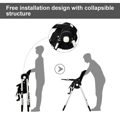 INFANS High Chair for Babies & Toddlers, Foldable Highchair with Multiple Adjustable Backrest, Footrest and Seat Height, Removable Tray, Detachable PU Leather Cushion, Built-in Rear Wheels (Black)