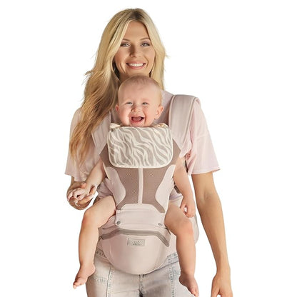 Baby Carrier Pro, MOMTORY Safety-Certified 6-in-1 Ultra Storage Baby Carrier Newborn to Toddler, Front & Back Baby Holder Carrier with Hip Seat, Soft Pink