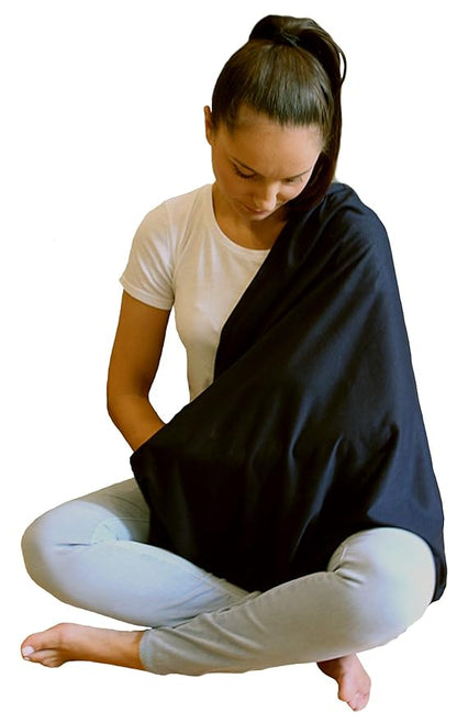 LK Baby Infinity Nursing Scarf Breastfeeding Cover Ultra Soft Premium Jersey Polyester- 100% AZO free and Safe for Baby (2pk Grey/Black)