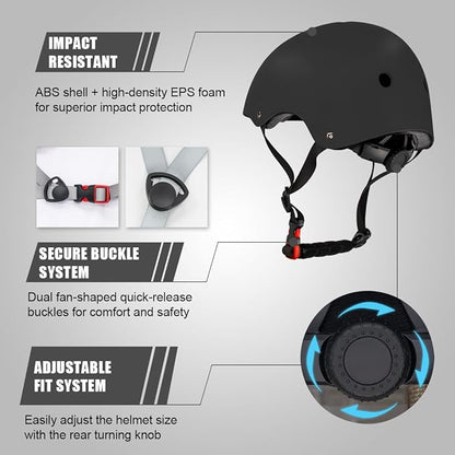 Kids Bike Helmet and Pads Set for Ages 2–14, CPSC Certified Adjustable Helmet with Knee Elbow Wrist Guards, for Skateboard, Scooter, Skating, Rollerblading, Multi-Sport Protective Gear