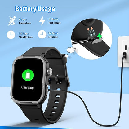 Smart Watch for Kids No Phone Needed, Tempered Glass Fitness Tracker Boy Teens with 19 Sport Modes, Pedometer, Sleep Monitor, Kids Watch Birthday Gifts Toy Gift for Girls Boys 6-16 (Black)