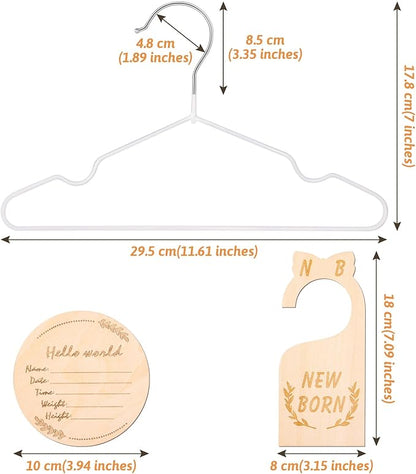 8Pcs Wooden Baby Closet Dividers for Baby Clothes Organizer, and 30Pcs Baby Hangers, Baby Closet Organizer Baby Clothes Dividers for New Mom Dad Parents, 0-24 Months, Large, SL0058