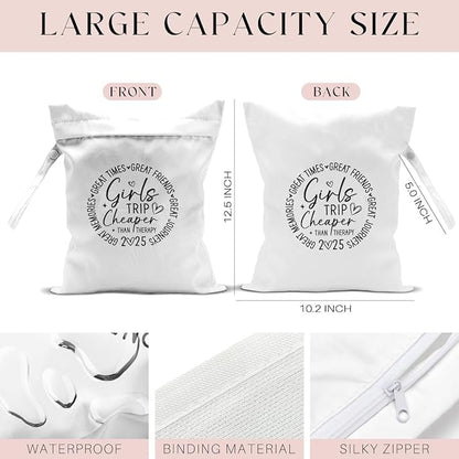 Girls Trip Gifts Wet Dry Bag, Beach Bag Wet Bag Favors, for Swimsuit Toiletry Travel Essentials For Women Aloha Bags, Beach Travel Gym Laundry bags for Dirty Diaper Swimsuit Gifts (White)