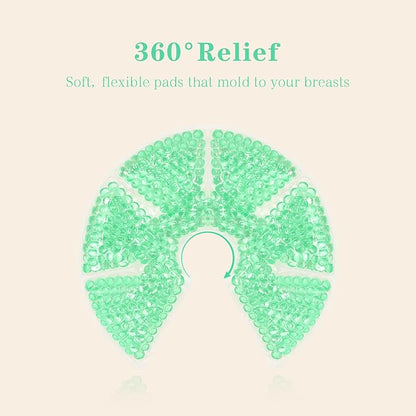 Hot/Cold Breast Gel Bead Ice Packs Breast Cooling/Heat Pads Relief for Breastfeeding, Nursing Pain, Mastitis, Engorgement, Swelling, Plugged Ducts | Boost Milk Let-Down & Production,2 Pack (Green)