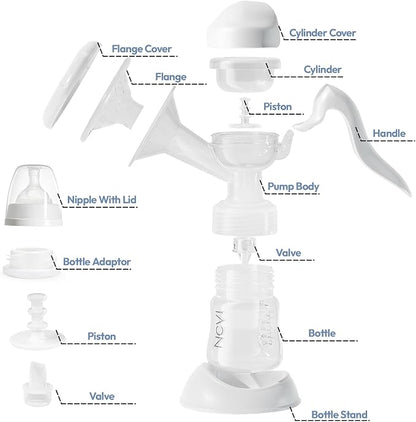NCVI Manual Breast Pump for Breastfeeding Small Nipple, 20mm Silicone Soft Flange Single Hand Held Pump Breast Milk 5oz, BPA-Free with Two Kinds of Suction Adjusted Suitable for 17/18/19/20mm Nipples