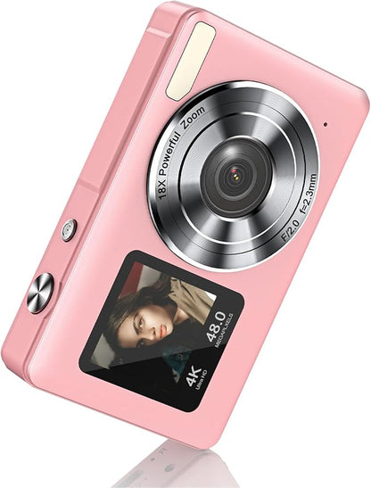 Digital Camera,Autofocus 4K Vlogging Camera for Photography with 32GB Card,48MP Portable Compact Point and Shoot Kids Digital Cameras for Kids Boys Girls with 18X Zoom,Anti-Shake