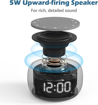 Buffbee Sound Machine & Alarm Clock 2-in-1, 18 Soothing Sound, 7 Night Light, Sleep Timer, Precise 30-Level Volume Control White Noise Machine