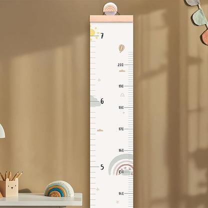 Growth Chart for Wall 7 Ft Height Chart with Keepsake Box & Hook Waterproof Canvas Measure Wall Ruler Removable Neutral Nursery Wall Decor for Baby Kids Toddlers