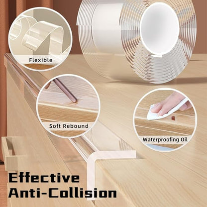 CHENYA Clear Edge Protector Strip Sharp Edge Wrap Cover Tape,0.8 in x 13.12 FT,Self Adhesive Protective Bumper Guards for Cabinet Door Desk Glass Table Bed Furniture, Kitchen Countertop, Waterproof