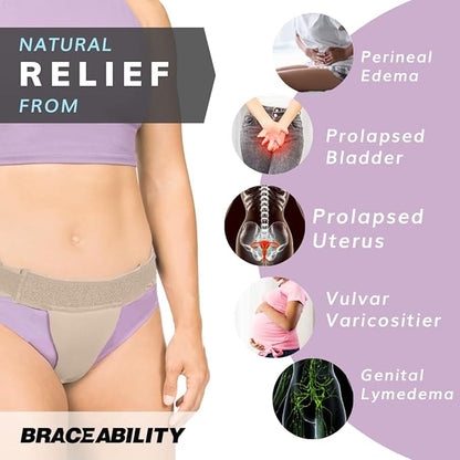 BraceAbility Pelvic Pro - Patented Prolapsed Uterus Support Belt - Women's Brace for Treating Dropped Bladder, Uterine Prolapse, Vulvar Varicosities, Postpartum and Symphysis Pubis Dysfunction (S)