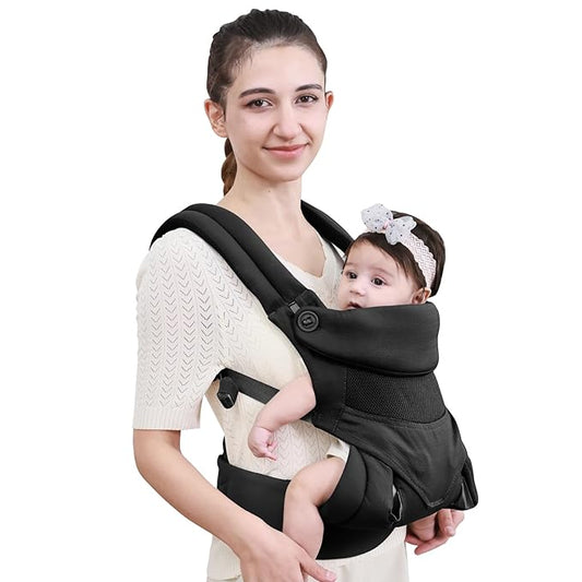 New Upgrade Ergonomic Baby Carrier Newborn Toddler Wrap Carrier,Hands Free Baby Sitting Sling,Breathable,Perfect for Infants/Chest Sling for Babies Shower Gift (Ink-Black, Upgrade-with Belt)