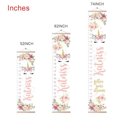 Personalized Kids Height Chart - Canvas Growth Ruler for Boys and Girls - Custom Name Banner with Removable Nursery Wall Decor - Gift for Kid’s Room Decoration